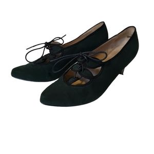 Van-dul Confetti vintage green black witchcore leather high heel size 9